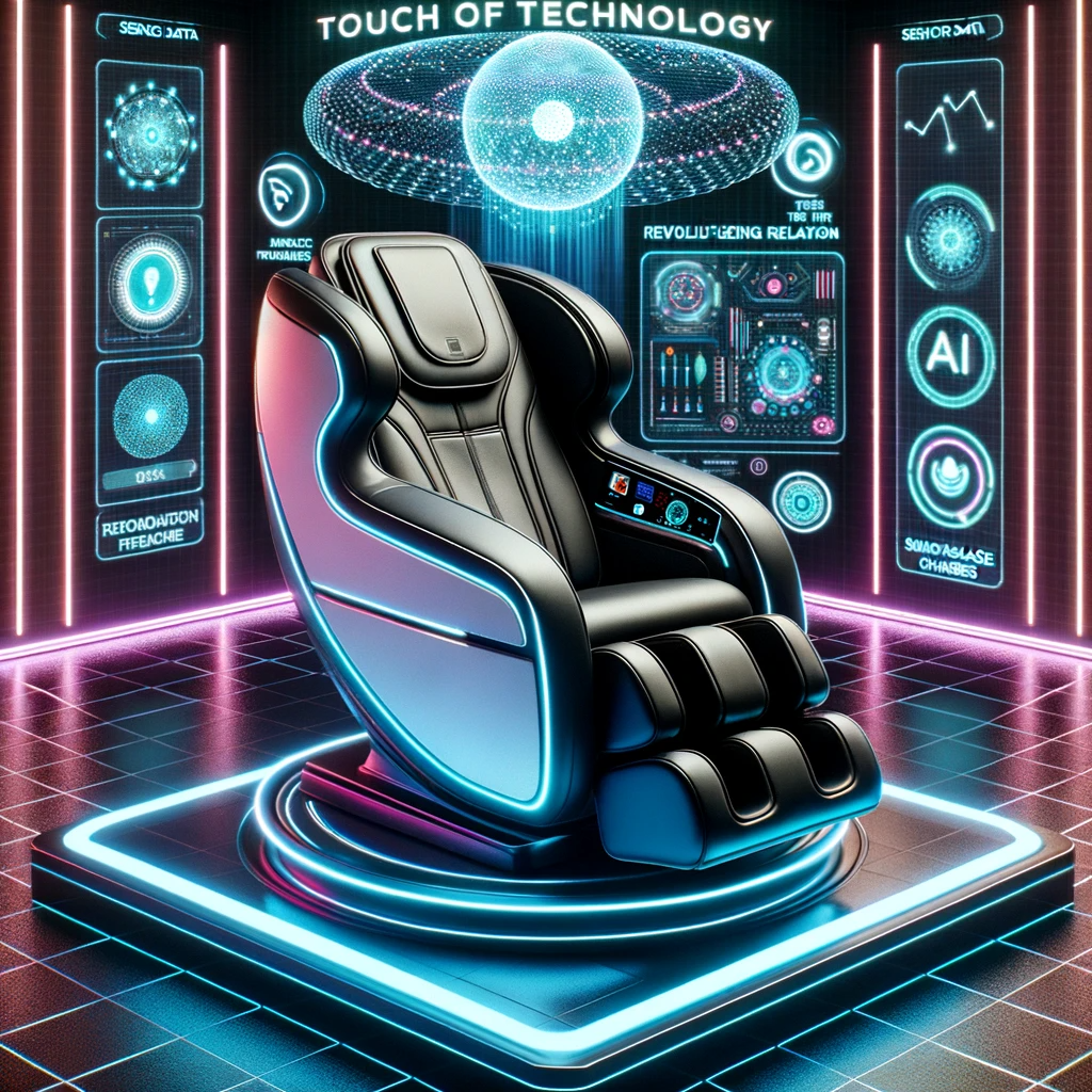 Modern massage chair with AI and smart feature holograms